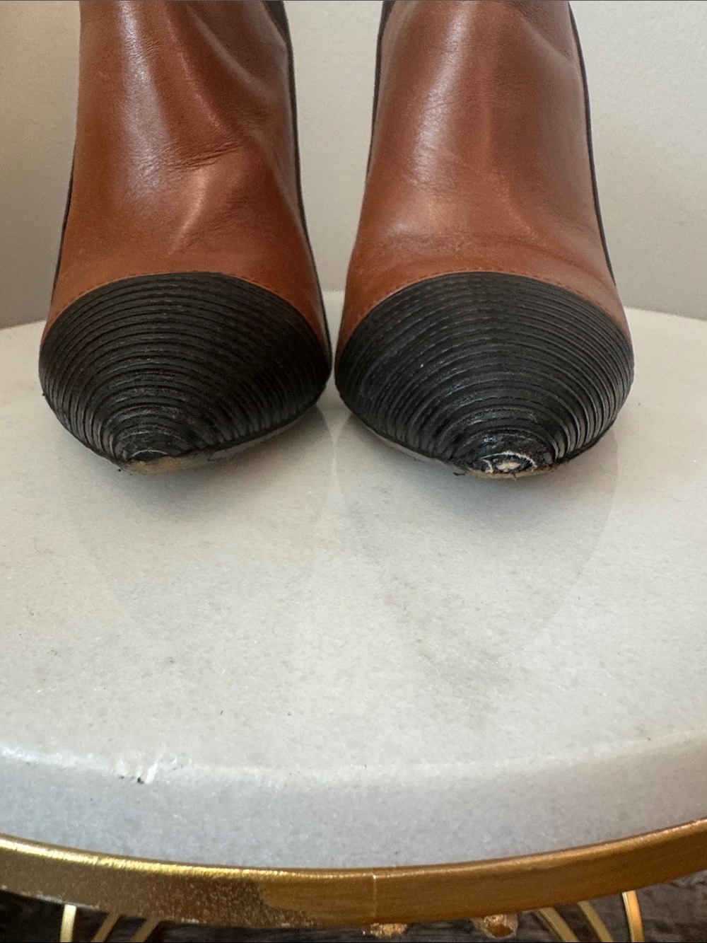 Balenciaga Brown and Black Pointed Leather Ankle Booties Size 38.5 - Picture 12 of 13